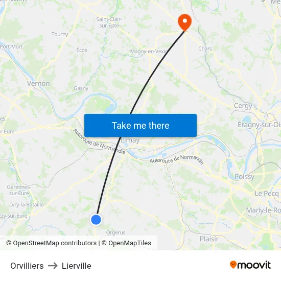 Orvilliers to Lierville map
