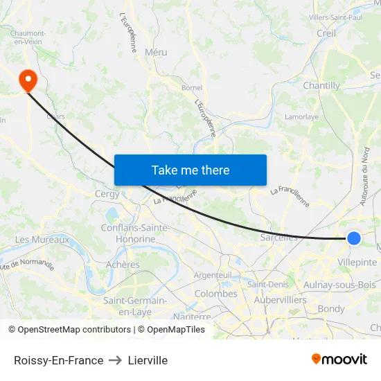 Roissy-En-France to Lierville map