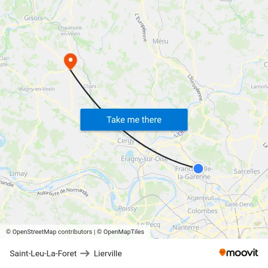 Saint-Leu-La-Foret to Lierville map