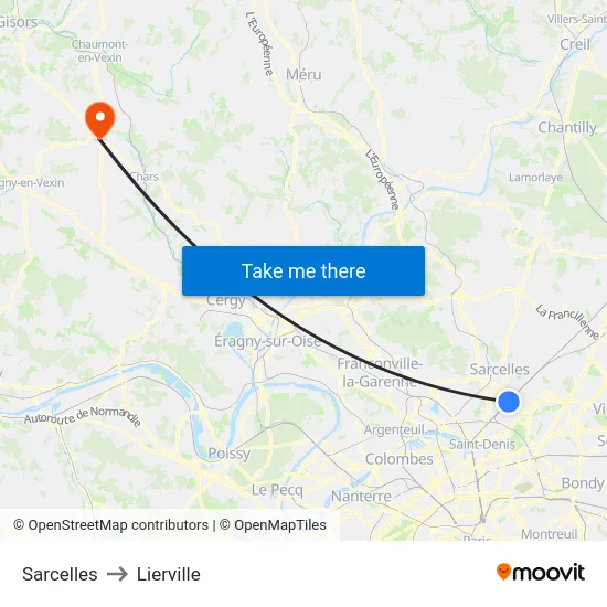 Sarcelles to Lierville map