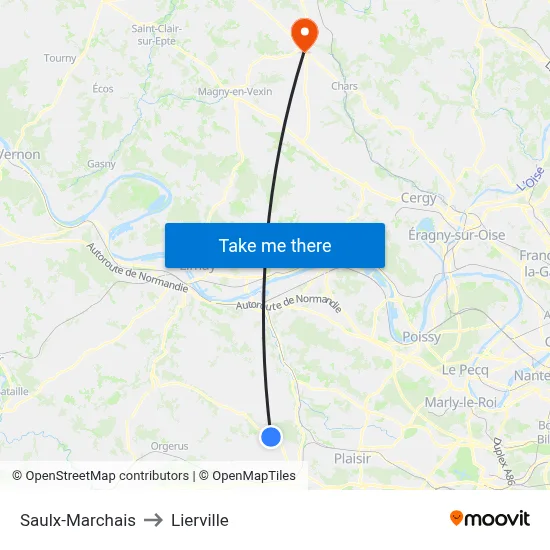 Saulx-Marchais to Lierville map
