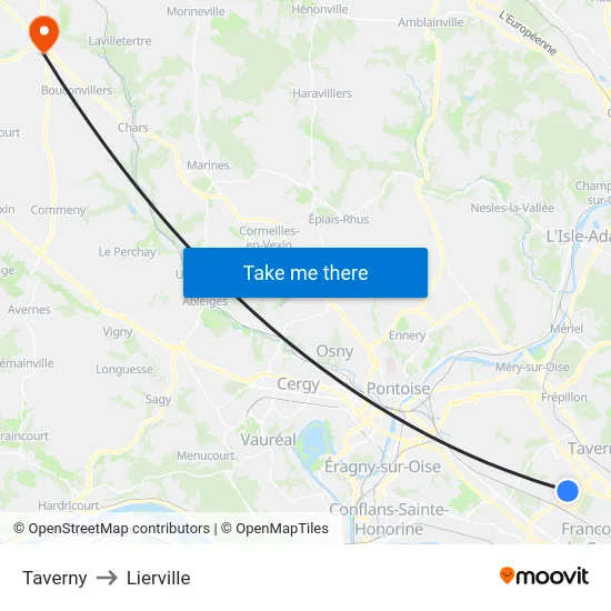 Taverny to Lierville map