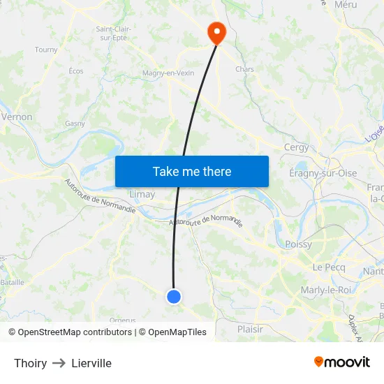 Thoiry to Lierville map