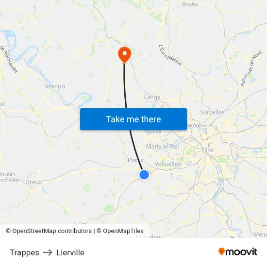 Trappes to Lierville map