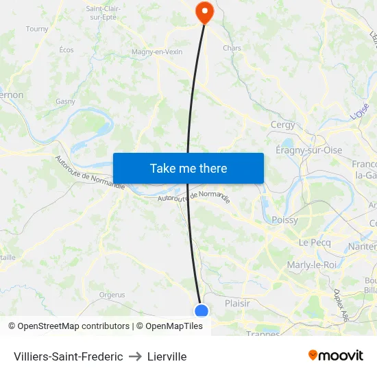 Villiers-Saint-Frederic to Lierville map