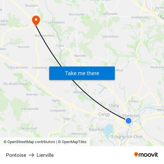 Pontoise to Lierville map