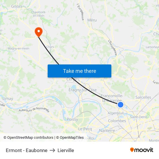Ermont - Eaubonne to Lierville map