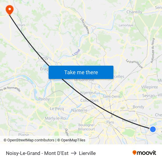 Noisy-Le-Grand - Mont D'Est to Lierville map