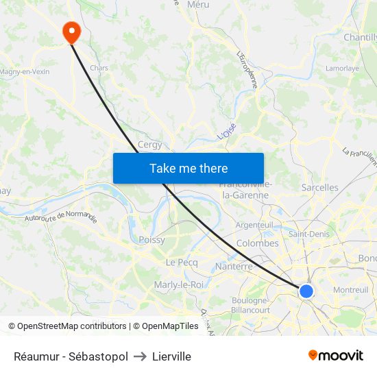 Réaumur - Sébastopol to Lierville map