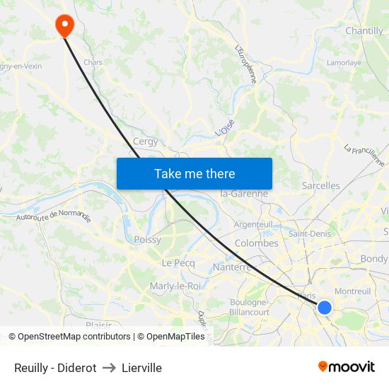 Reuilly - Diderot to Lierville map