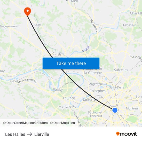 Les Halles to Lierville map