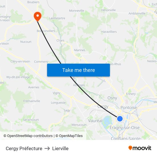 Cergy Préfecture to Lierville map