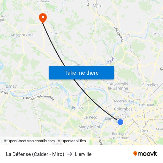 La Défense (Calder - Miro) to Lierville map