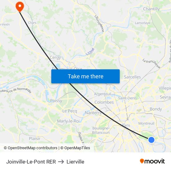 Joinville-Le-Pont RER to Lierville map