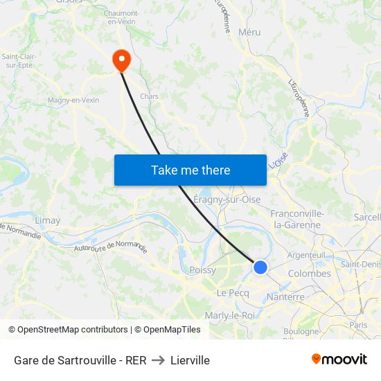 Gare de Sartrouville - RER to Lierville map