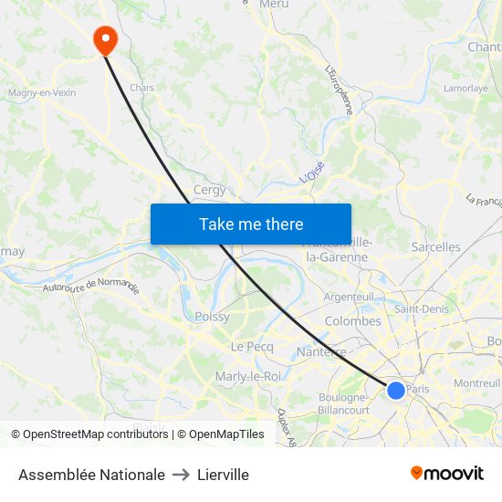 Assemblée Nationale to Lierville map