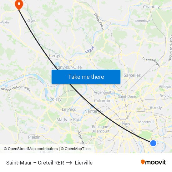 Saint-Maur – Créteil RER to Lierville map