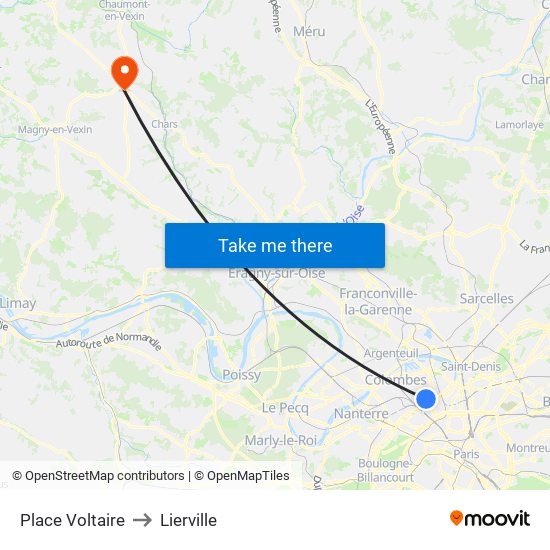 Place Voltaire to Lierville map