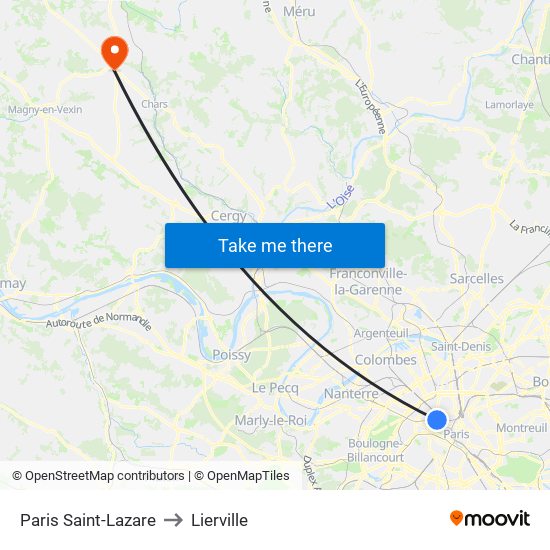 Paris Saint-Lazare to Lierville map