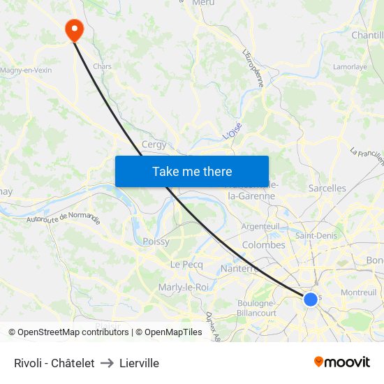 Rivoli - Châtelet to Lierville map