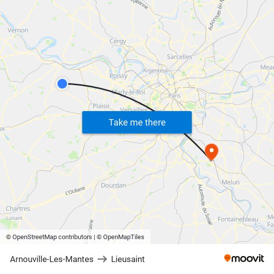 Arnouville-Les-Mantes to Lieusaint map