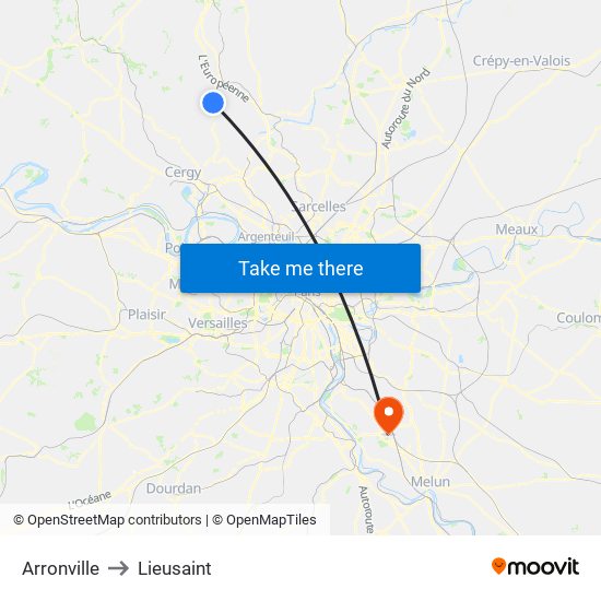 Arronville to Lieusaint map