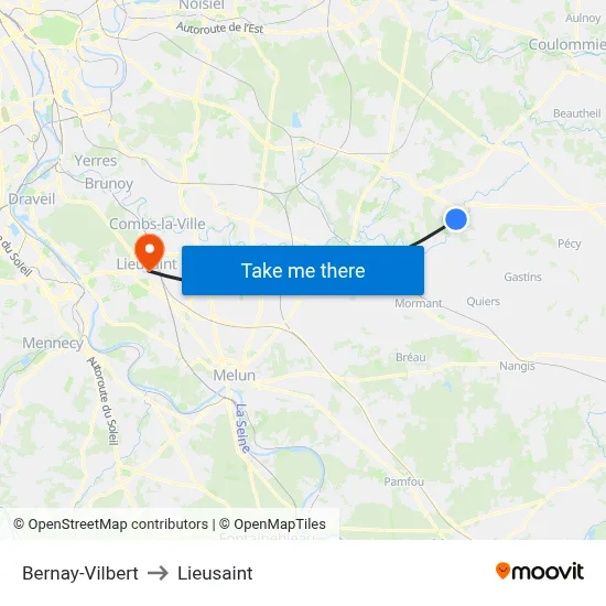 Bernay-Vilbert to Lieusaint map