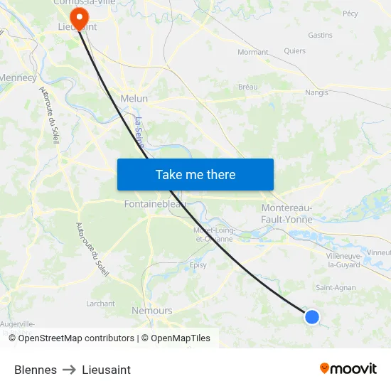 Blennes to Lieusaint map
