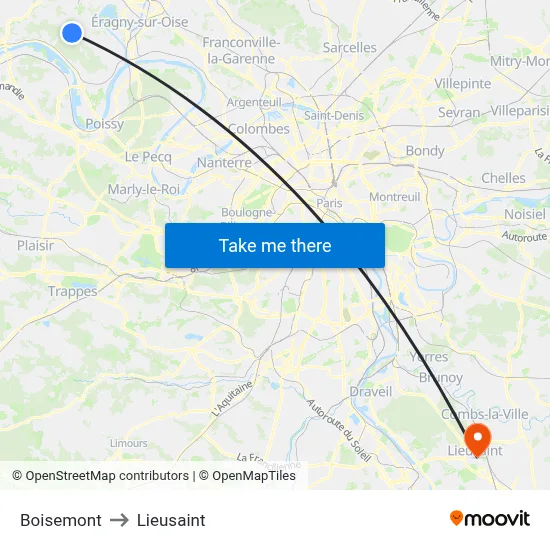 Boisemont to Lieusaint map