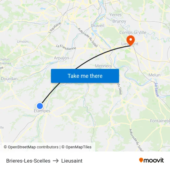 Brieres-Les-Scelles to Lieusaint map