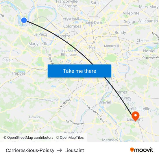 Carrieres-Sous-Poissy to Lieusaint map