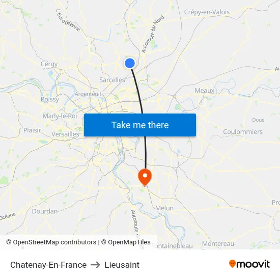 Chatenay-En-France to Lieusaint map