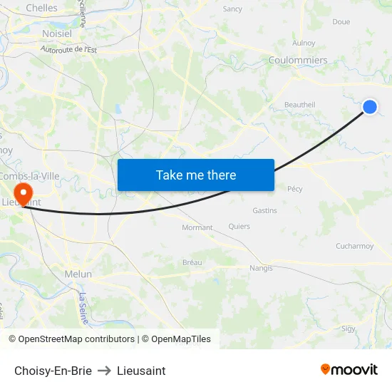 Choisy-En-Brie to Lieusaint map
