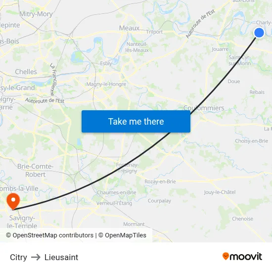 Citry to Lieusaint map