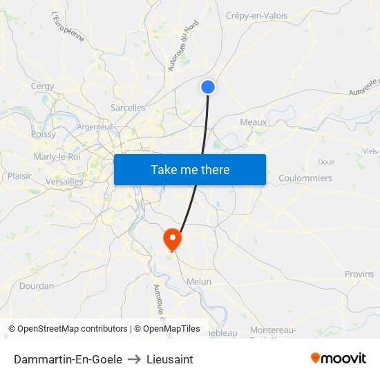 Dammartin-En-Goele to Lieusaint map