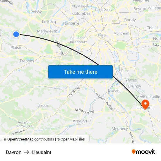 Davron to Lieusaint map