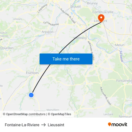 Fontaine-La-Riviere to Lieusaint map