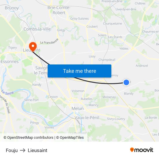 Fouju to Lieusaint map