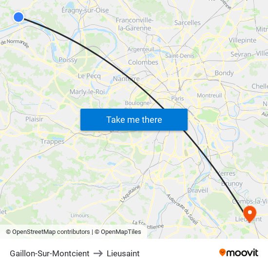 Gaillon-Sur-Montcient to Lieusaint map