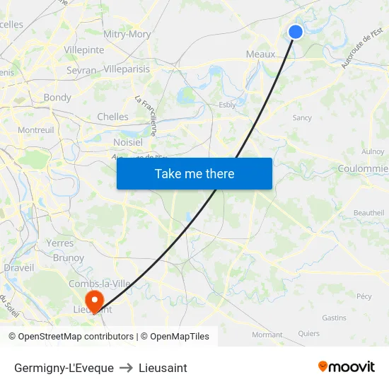 Germigny-L'Eveque to Lieusaint map