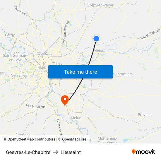 Gesvres-Le-Chapitre to Lieusaint map