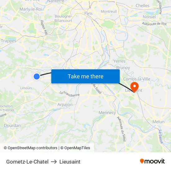 Gometz-Le-Chatel to Lieusaint map