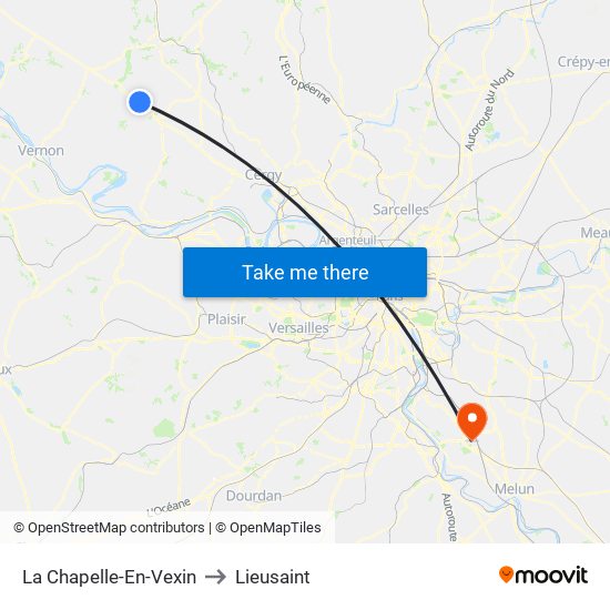 La Chapelle-En-Vexin to Lieusaint map