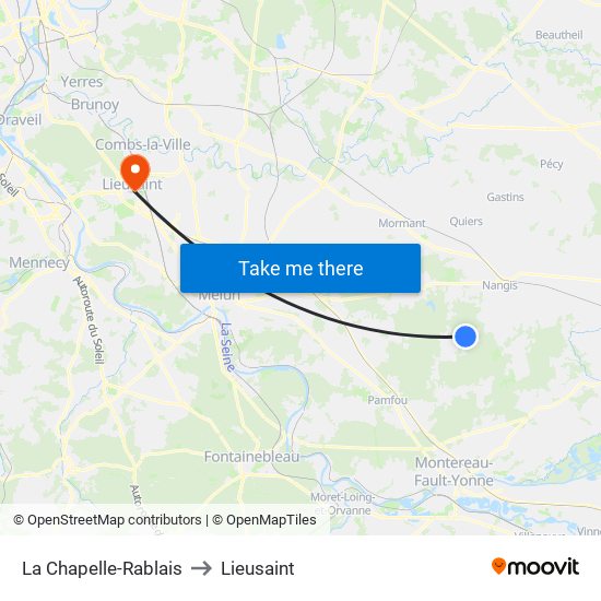 La Chapelle-Rablais to Lieusaint map