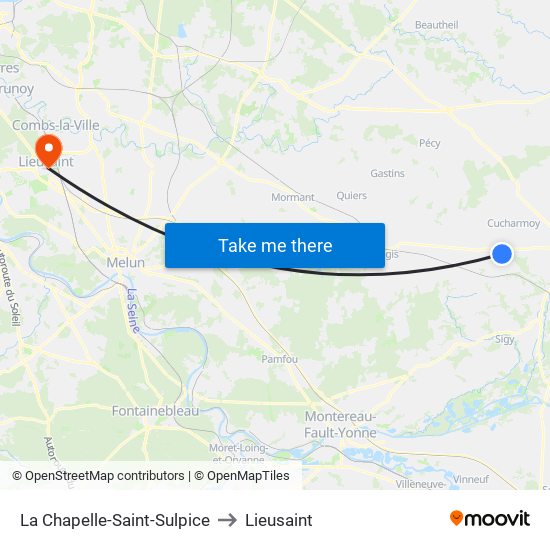 La Chapelle-Saint-Sulpice to Lieusaint map