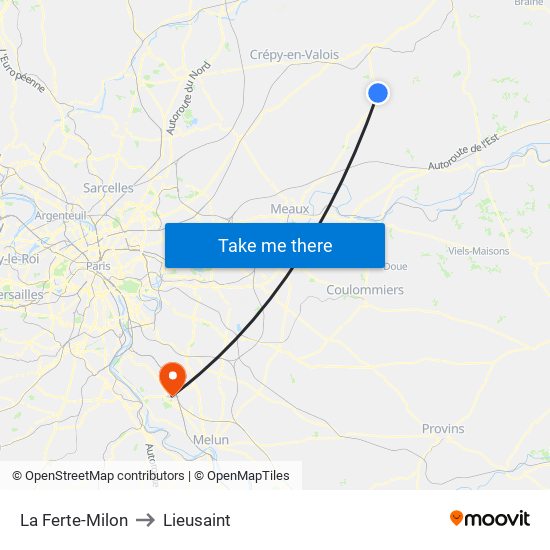 La Ferte-Milon to Lieusaint map