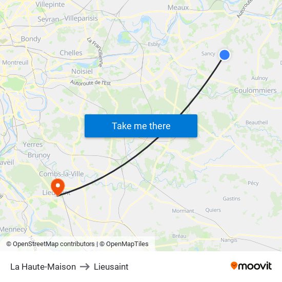 La Haute-Maison to Lieusaint map