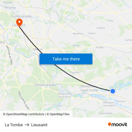 La Tombe to Lieusaint map