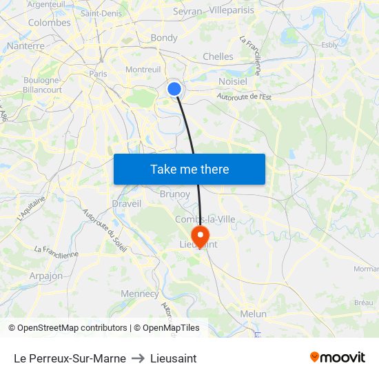 Le Perreux-Sur-Marne to Lieusaint map