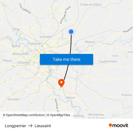 Longperrier to Lieusaint map